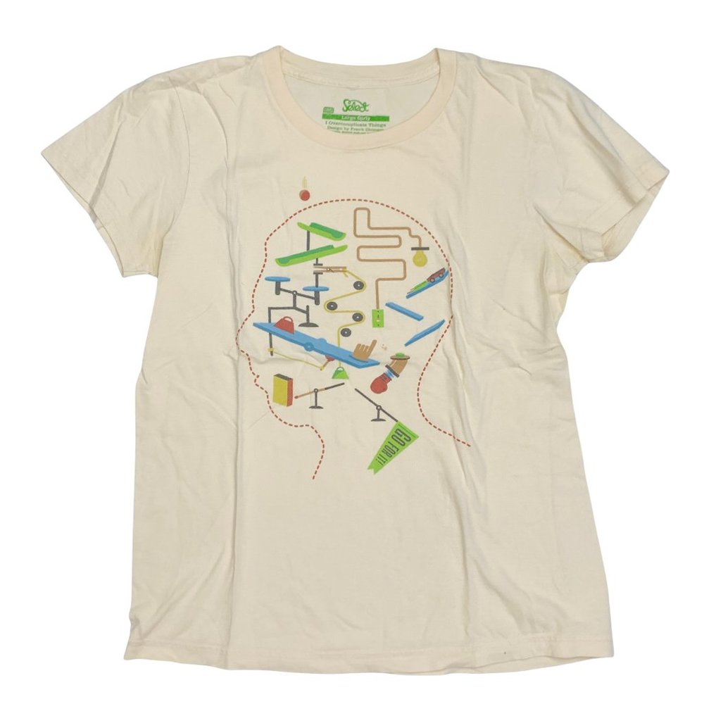 Vintage Threadless, Large, cream t-shirt I Overcomplicate Things